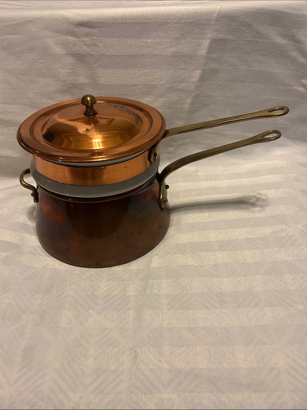 Copper Double Boiler Saucepan with Lid - made in Portugal